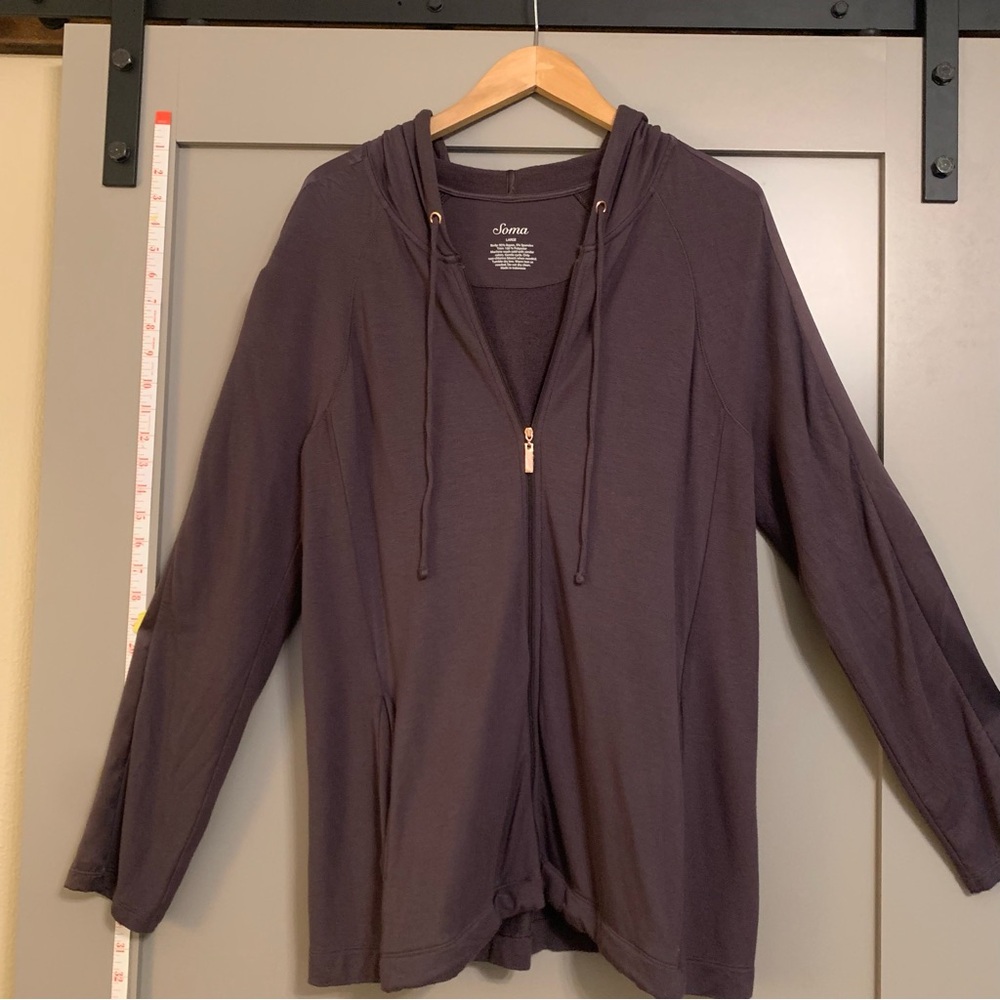Tranquility by Soma Large Ultrasoft Hooded Zip up Jacket with pockets Loungewear